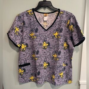 Peanuts Scrub Top featuring Snoopy and Woodstock